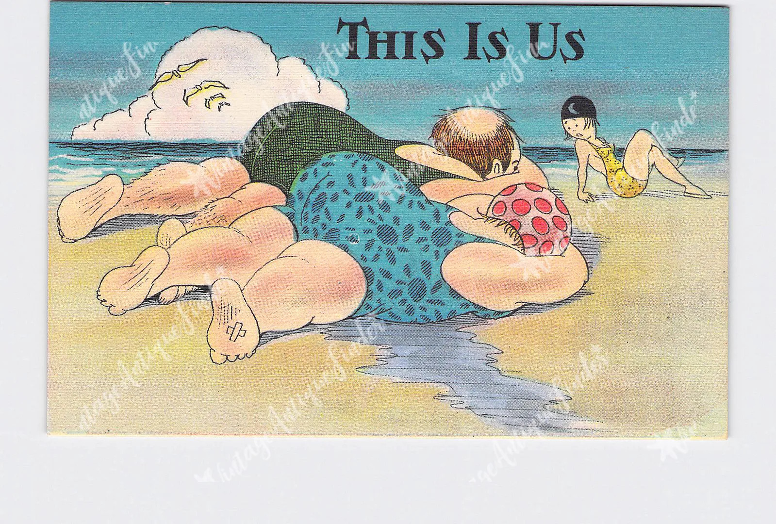 PPC Postcard Comic This Is Us Large Man And Woman On Beach PPC Postcard Comic This Is Us Large Man And Woman On Beach