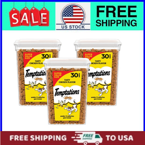 3P Temptations Cat Treats Classic Crunchy, Soft Cat Treats, Tasty Chicken, 30oz.