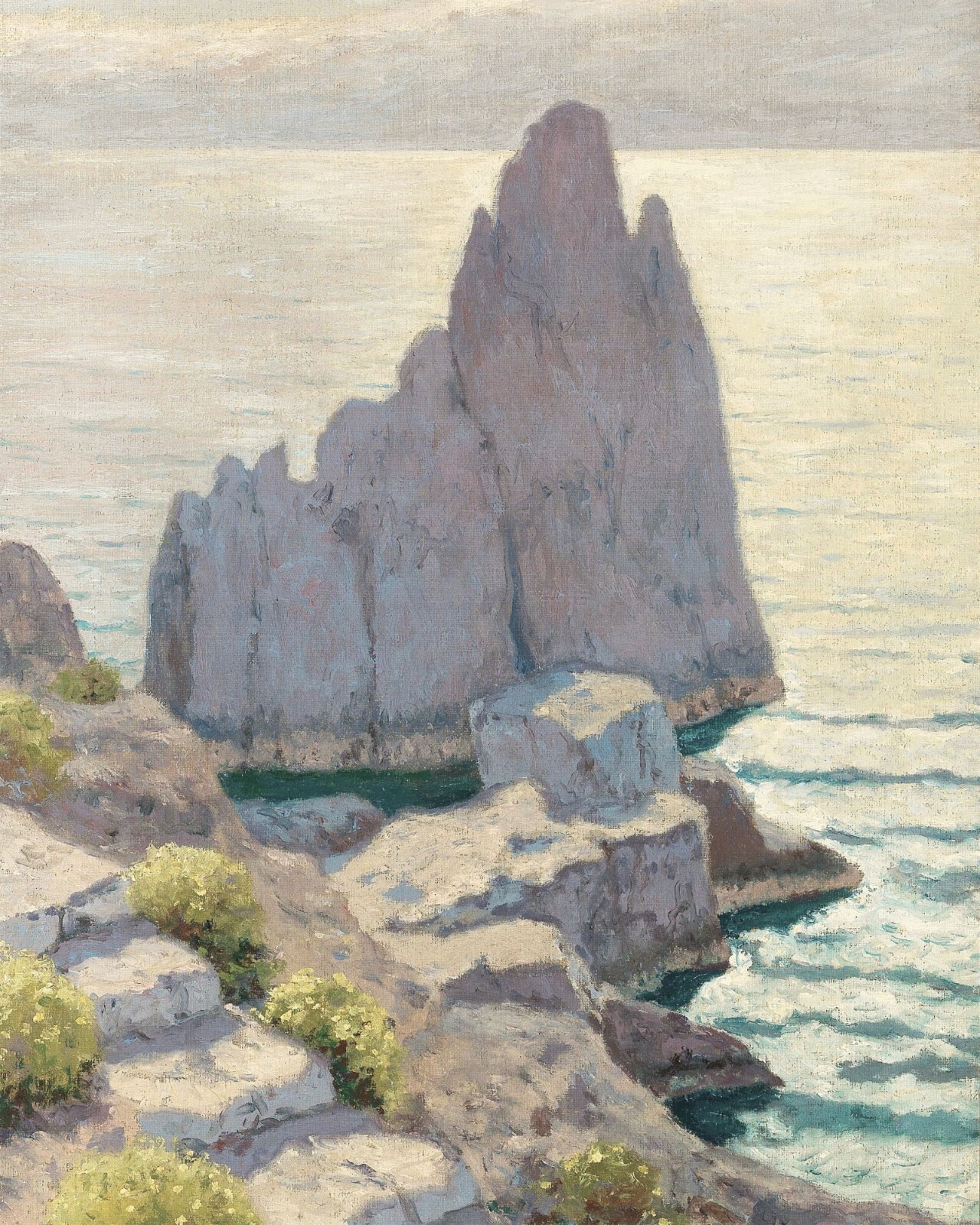 Vintage Italian Coastal Painting Seacape Giclee Print on Fine Art Paper