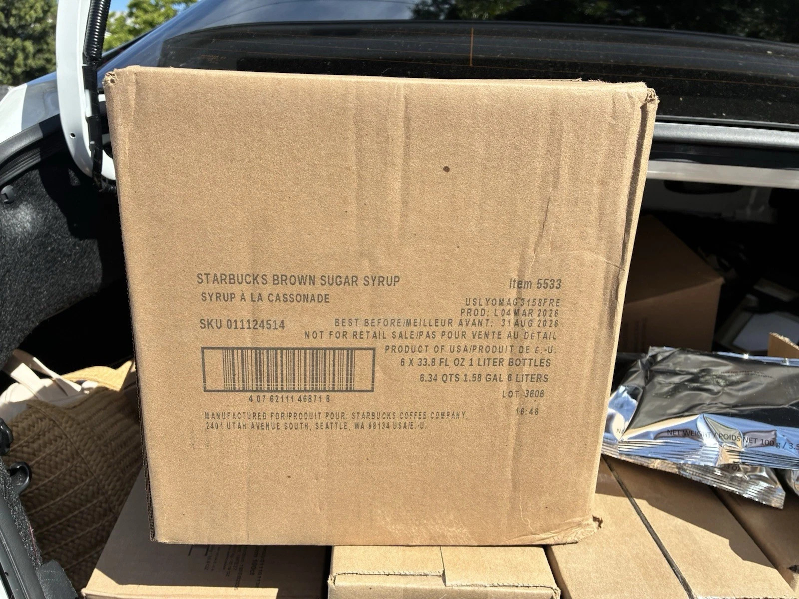 Starbucks Brown Sugar Syrup 1L Bottle   - BB 2026 X6 Whole Case