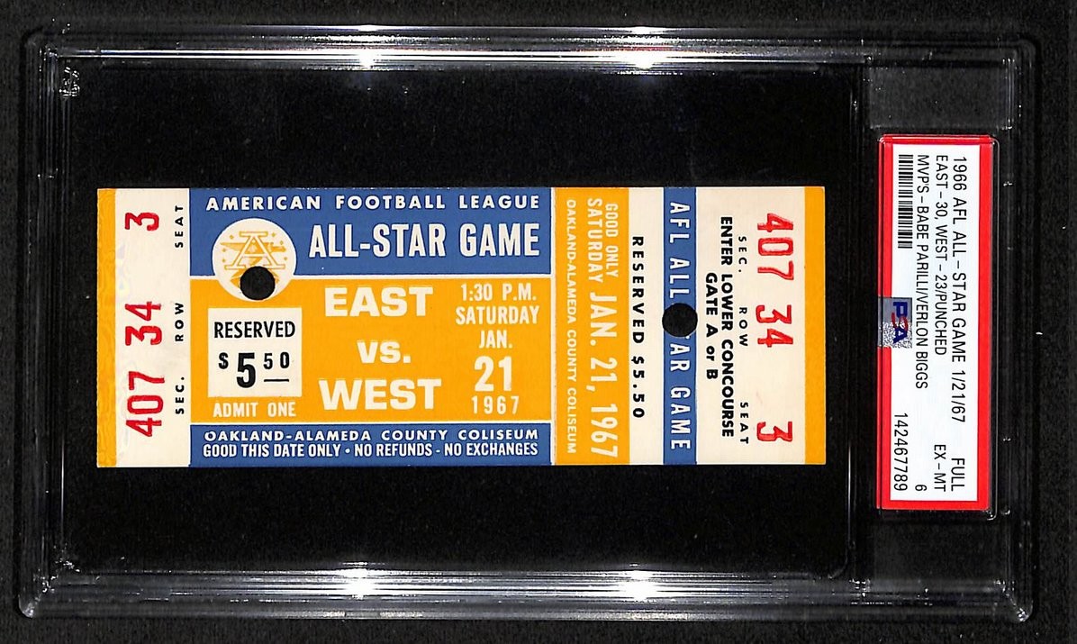 1966 AFL All Star Game Full Ticket East vs. West RARE PSA/DNA EX-MT-6 205899