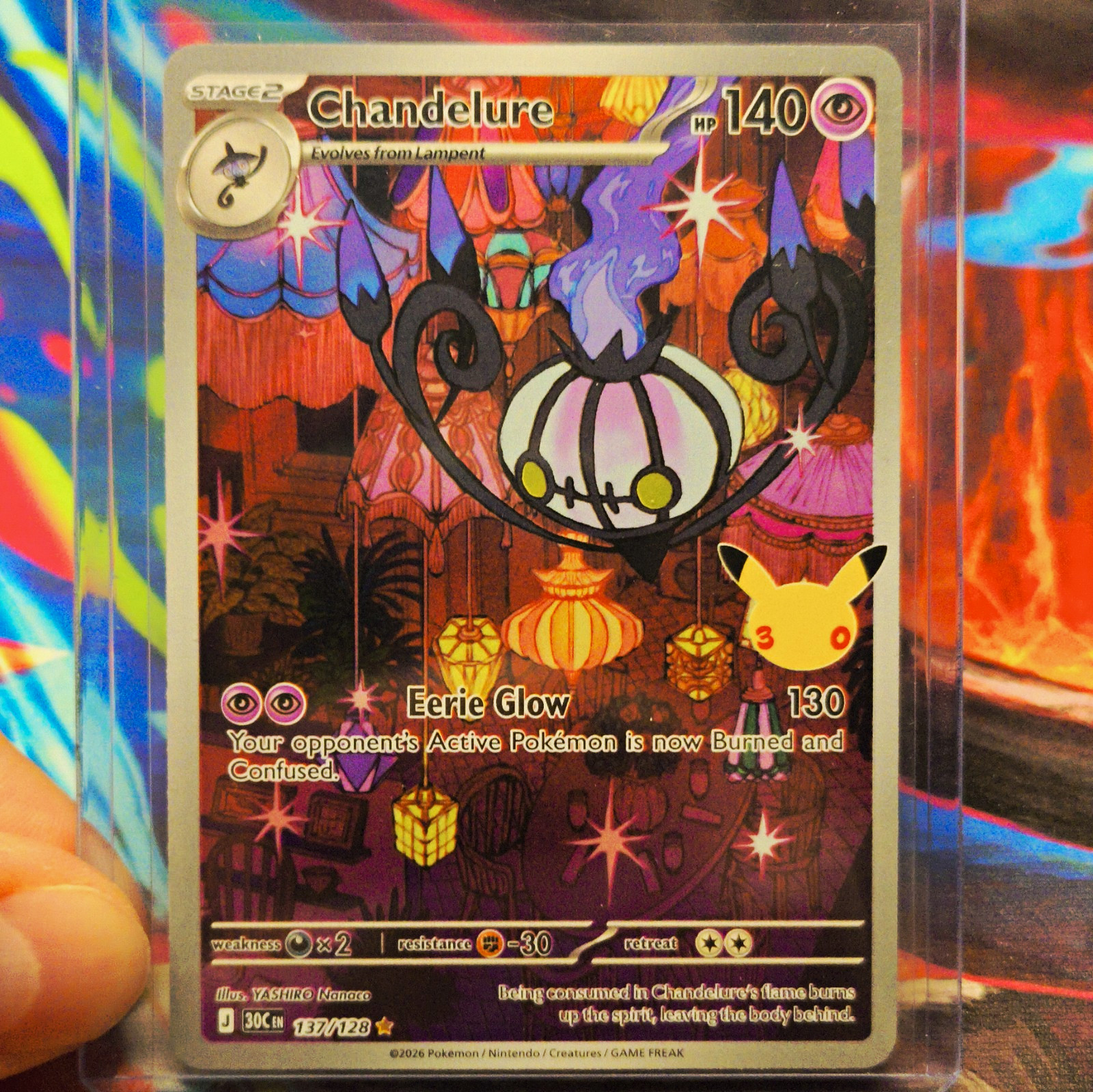 30th Celebration Chandelure IR 137/128 Pokemon Card Near Mint 30th Celebration Chandelure IR 137/128 Pokemon Card Near Mint
