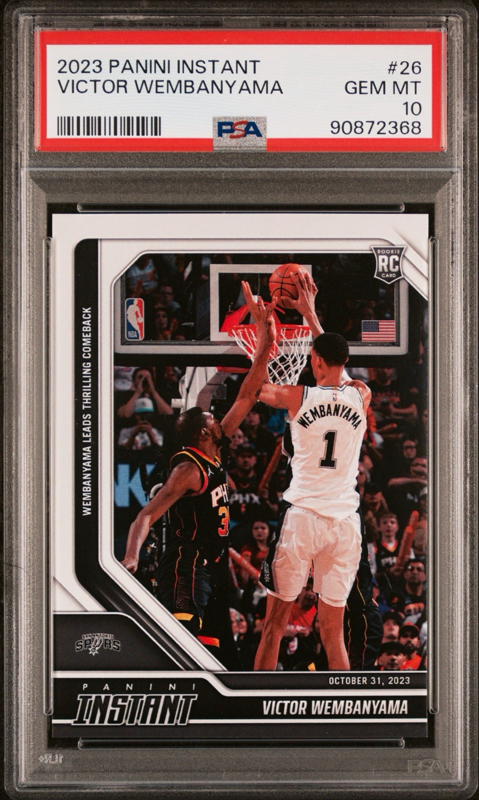 🔥Victor Wembanyama 2023-24 Panini Instant NBA #26 PSA 10 RC👽🦄 🔥Victor Wembanyama 2023-24 Panini Instant NBA #26 PSA 10 RC👽🦄