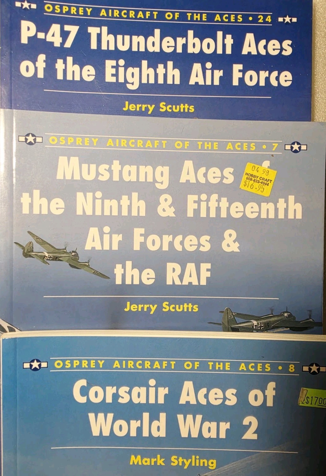 Osprey Aircraft of the Aces Lot (3) Corsair, P-47, Mustang Aces (#\'s 7,8 & 24)