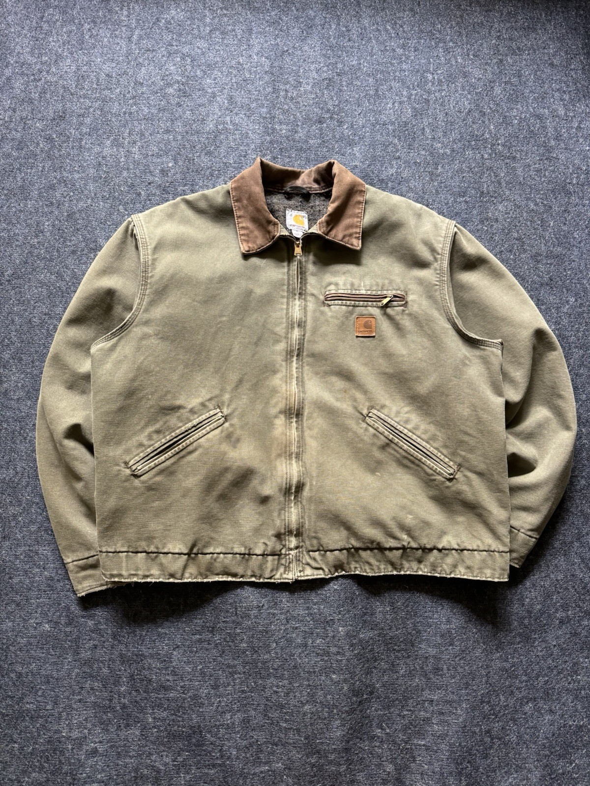Carhartt Vintage J97 Moss Green Detroit Jacket Blanket Lining, Canvas