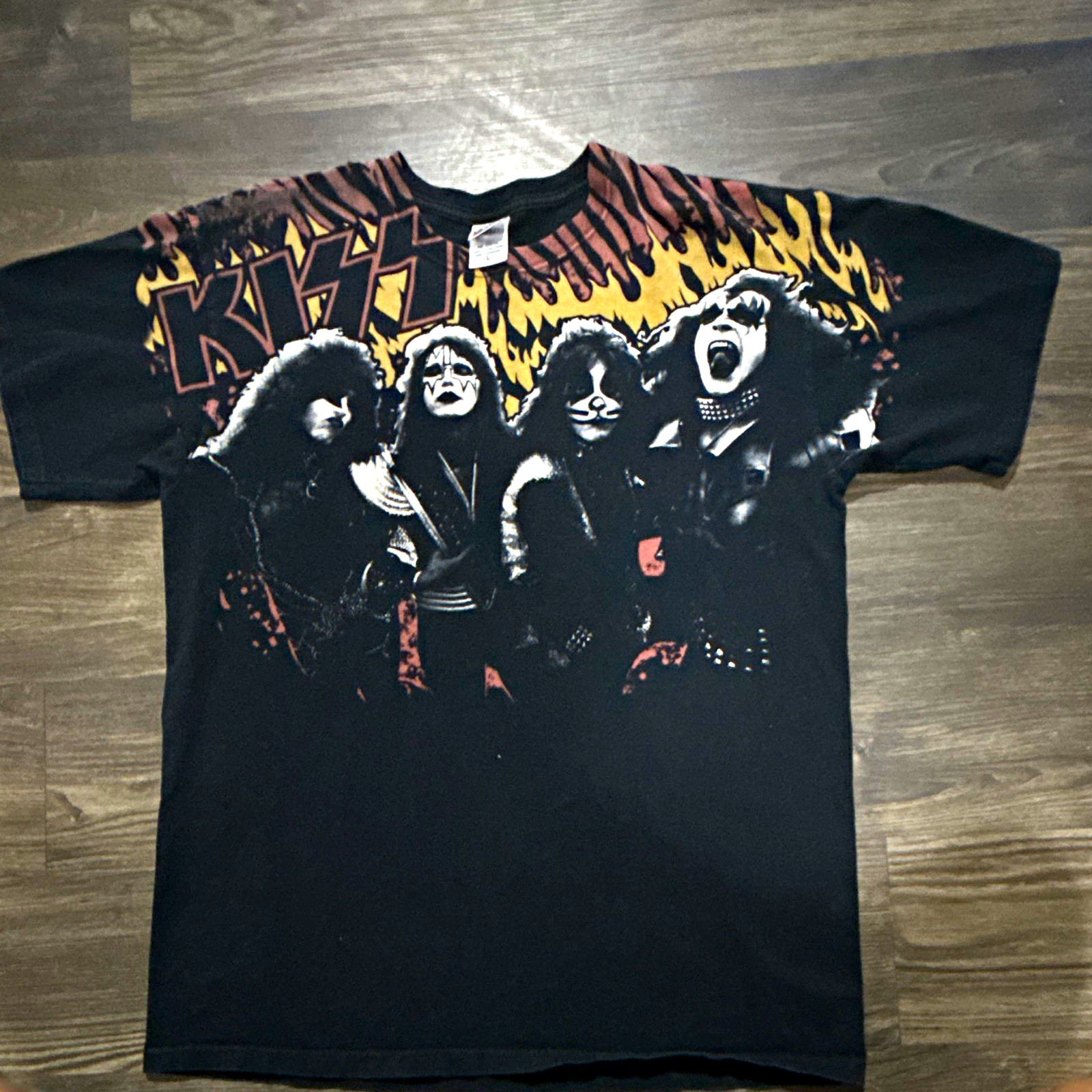 Anvil KISS Black Graphic Logo Crew Neck Short Sleeve Cotton T-Shirt Size L