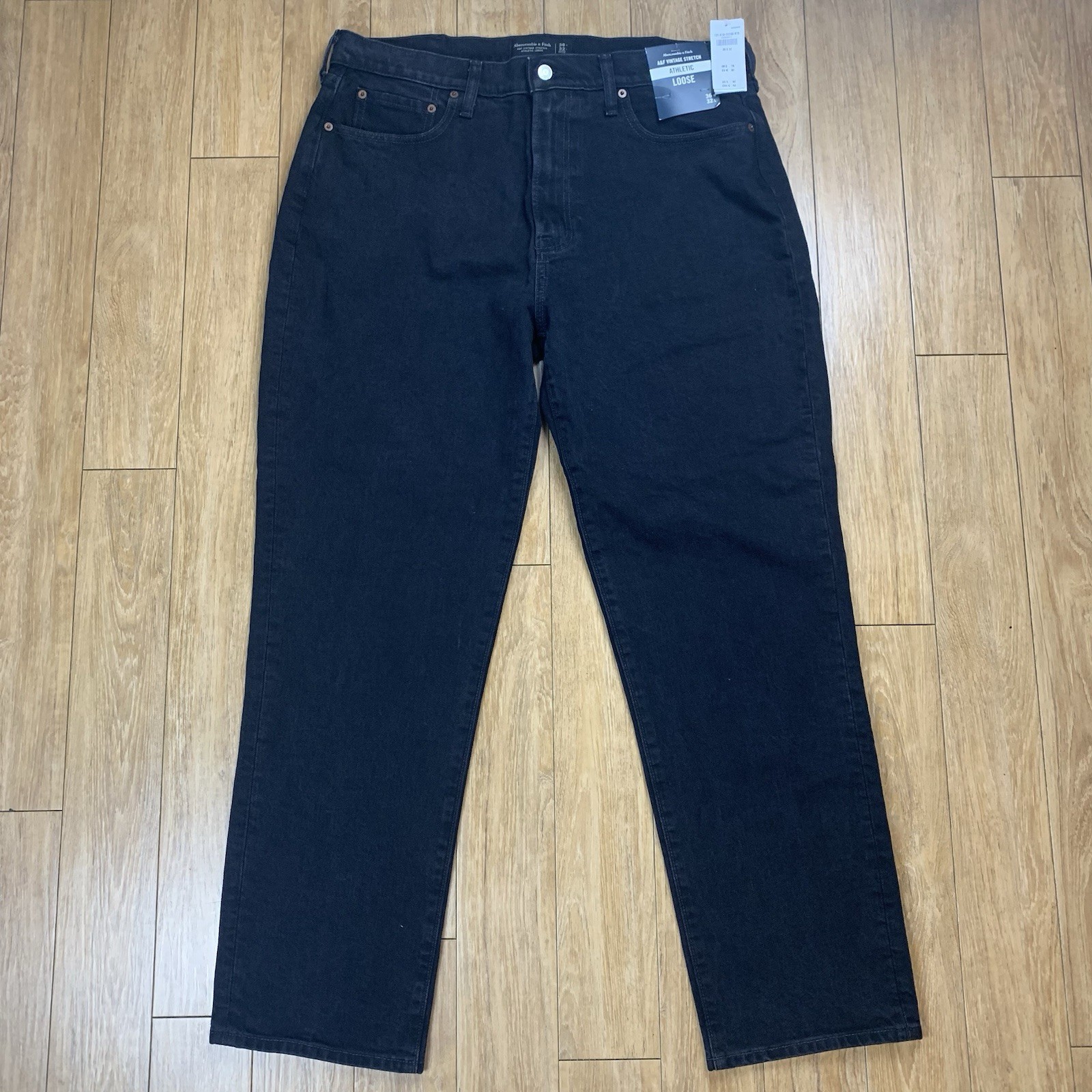 Abercrombie Fitch Jeans Men Fits 36x31 Black Athletic Loose Vintage Stretch NWT