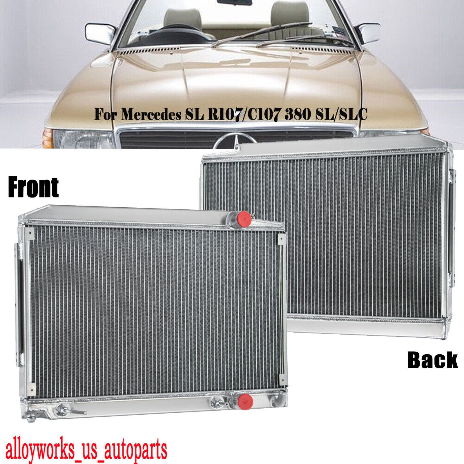 All Aluminum 2 Row Radiator For Mercedes SL R107/C107 380 SL/SLC 1075011701