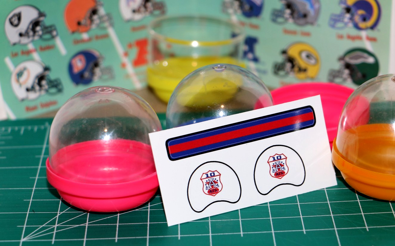 Vintage AFL 10-Year Anniversary Vending Decals for Mini Football Gumball Helmets