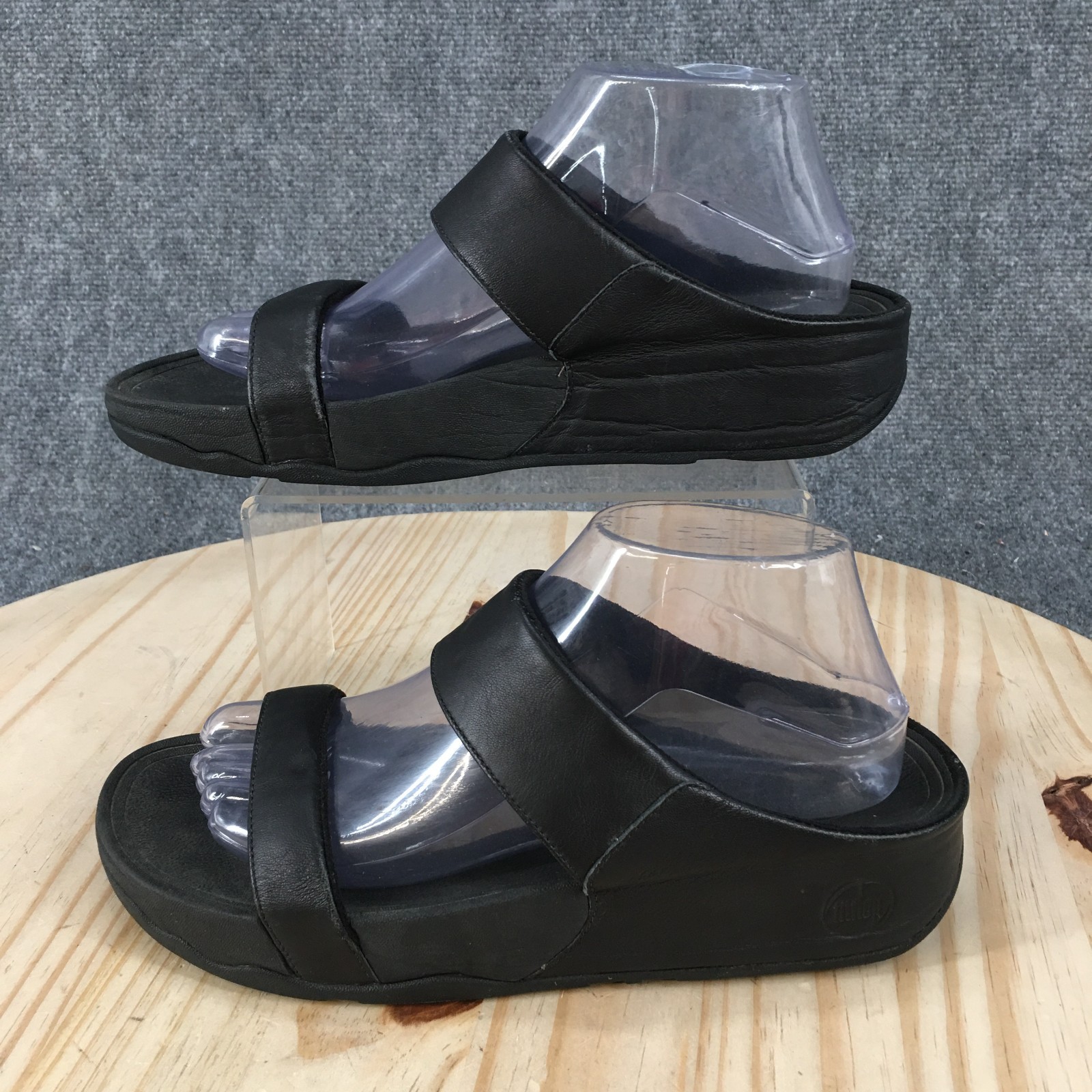 FitFlop Lulu Sandals Womens 9 Platform Slide Slip On Casual Wedge Heels Black
