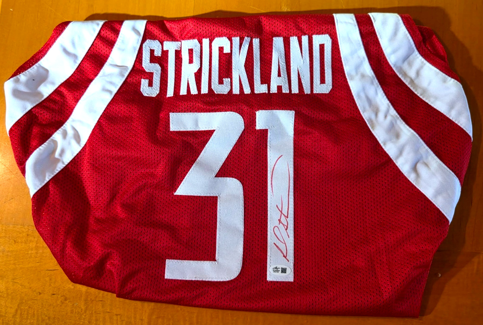 Autographed/Signed Rod Strickland Houston Rockets Custom Red Jersey Leaf COA Autographed/Signed Rod Strickland Houston Rockets Custom Red Jersey Leaf COA