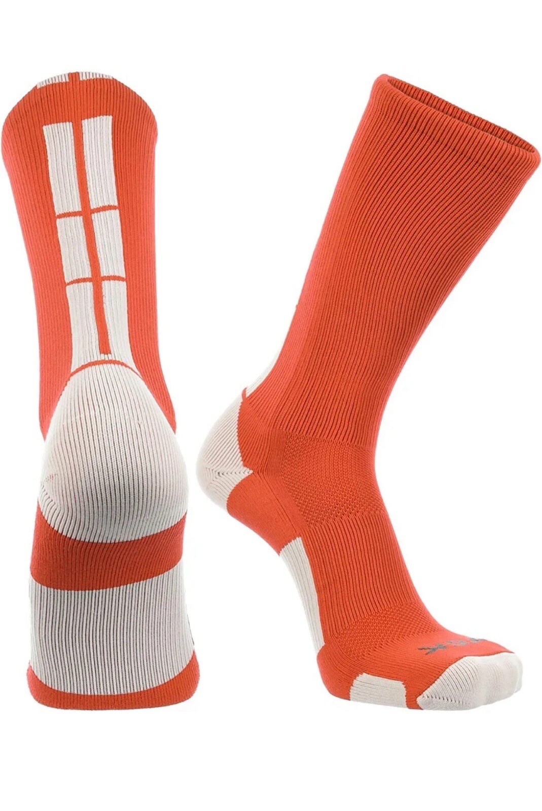 TCK Sports Baseline 3.0 Athletic Crew Socks Lot Of 3 Pair New Orange White Large