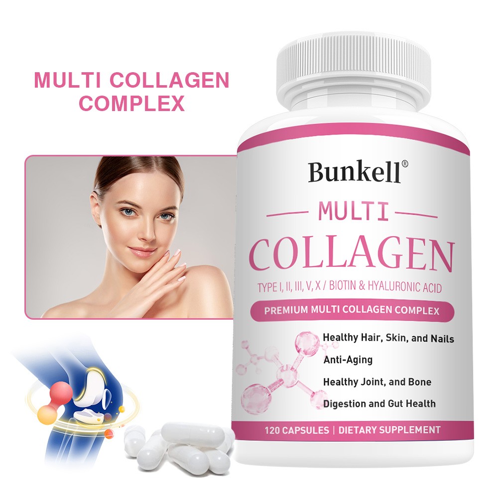 Anti-Aging Skin Collagen Peptides Type I, II, III, V, X 2000mg Hair 120 Capsules Anti-Aging Skin Collagen Peptides Type I, II, III, V, X 2000mg Hair 120 Capsules