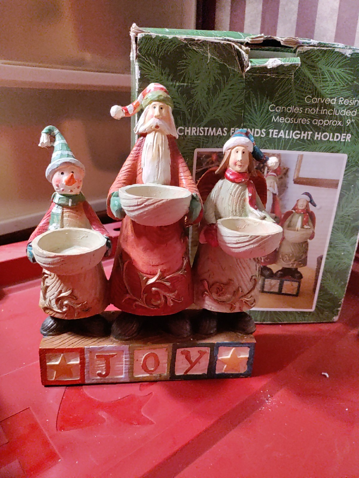 Vintage Kirkland's Home Snowman Santa Candle Holders Tea Light Christmas Friends