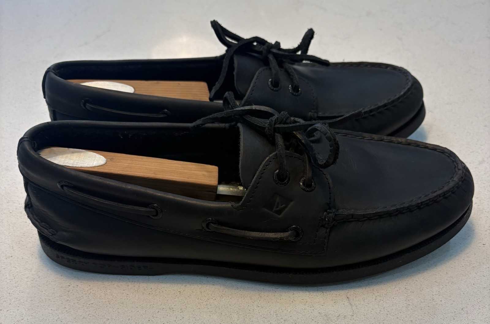 Sperry Top-Sider Men\'s 9.5M 2 Eye Boat Shoes Black Buck Leather Sperry Top-Sider Men\'s 9.5M 2 Eye Boat Shoes Black Buck Leather
