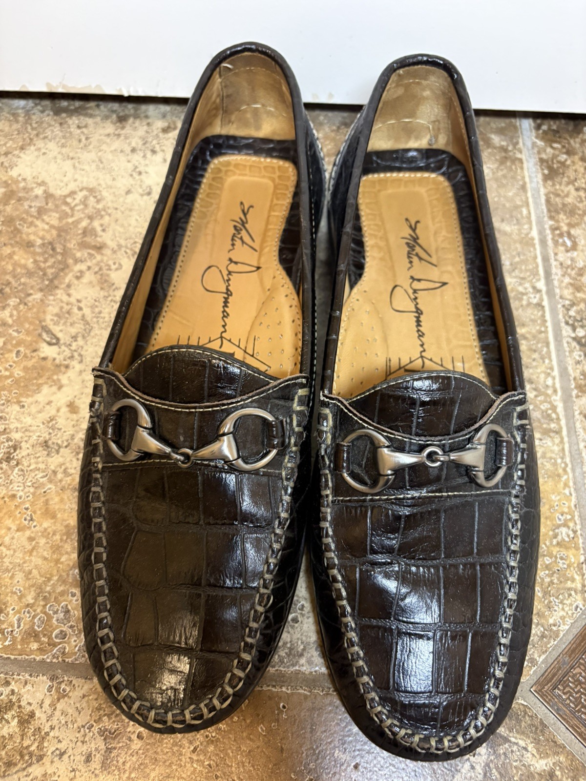 Martin Dingman Black Croc Embossed Horsebit Loafers Men’s Size 10 Made in Brazil