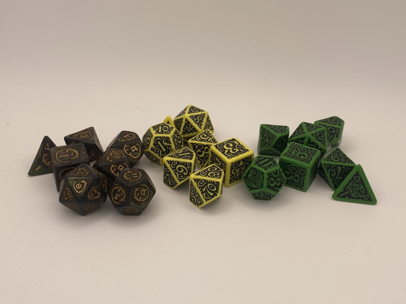 Lot of 3 Polyhedral 7-Die Sets, Cthulhu Themed Dice for D&D, Pathfinder, TTRPGS