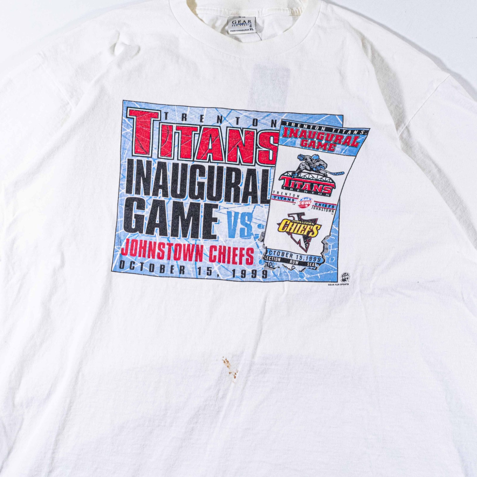 Vintage 1999 Trenton Titans ECHL Inaugural Game T-Shirt XL Hockey NJ Devils 90s