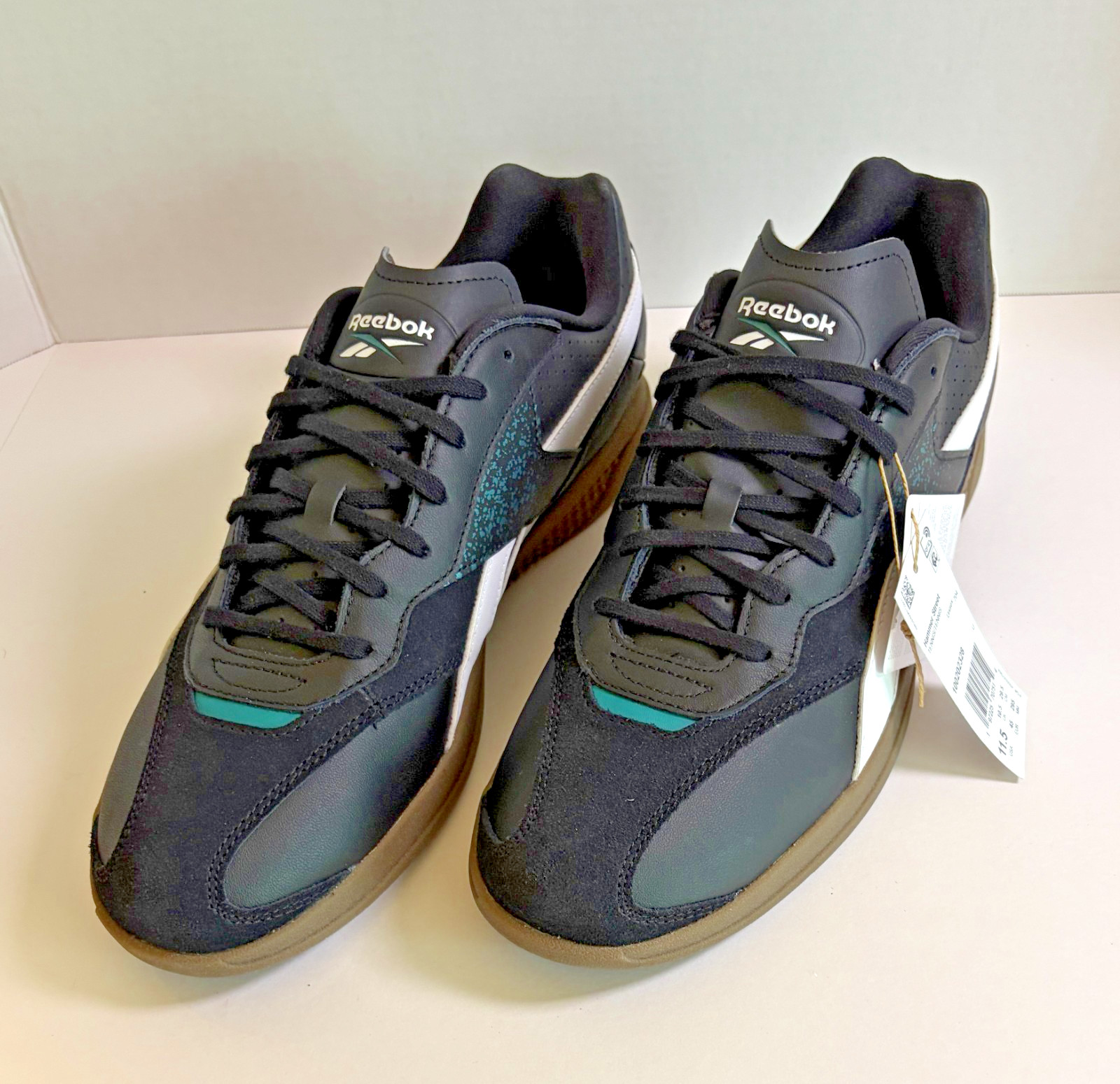 Size 11.5 Men\'s  Reebok Hammer Street Shoes Black White Gum New With Tags & Box
