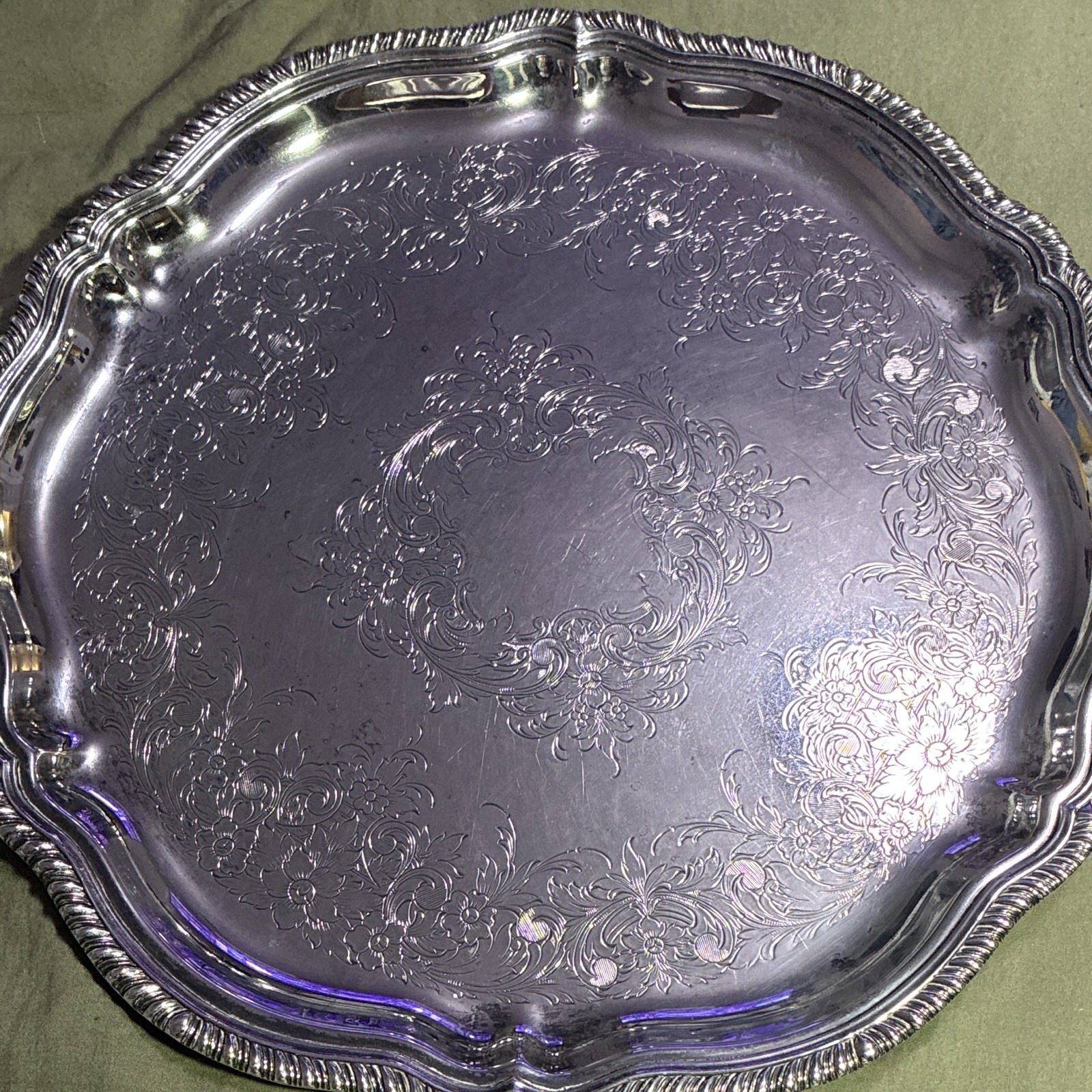 Wilcox International Silver Co. Silverplate Floral Baroque Rococo Serving Tray