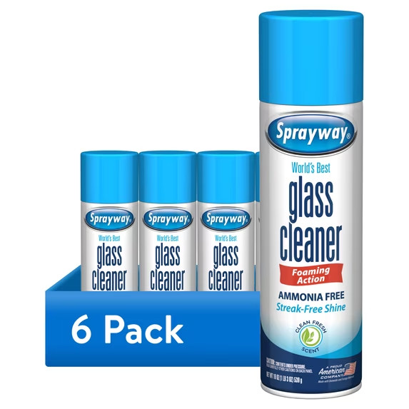 Sprayway Glass Cleaner Foaming Aerosol Spray, 19 oz, Pack of 6 Ammonia-Free, 