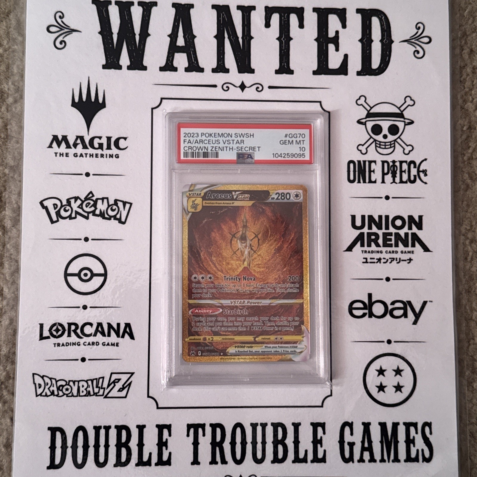 2023 Pokemon SWSH Crown Zenith GG70 FA Arceus VSTAR GOLD SECRET PSA 10 GEM MINT