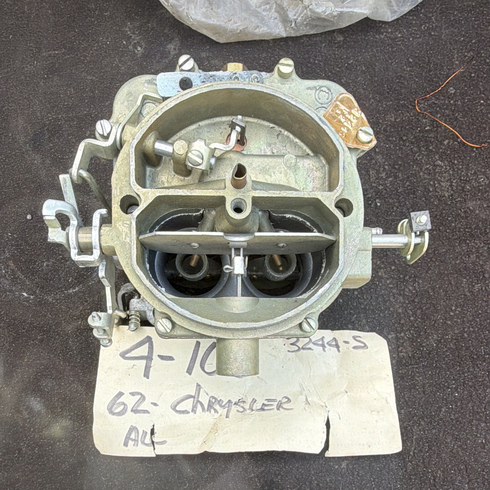 1962 Chrysler Carter Two Barrel Carburetor Rebuilt 4–100 1962 Chrysler Carter Two Barrel Carburetor Rebuilt 4–100