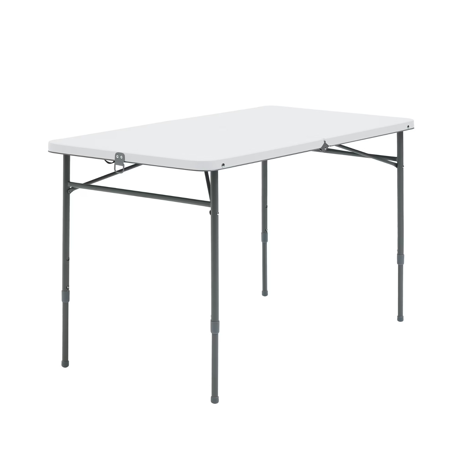 Mainstays 4 ft Adjustable Height Fold-in-Half Centerfold Folding Table, White