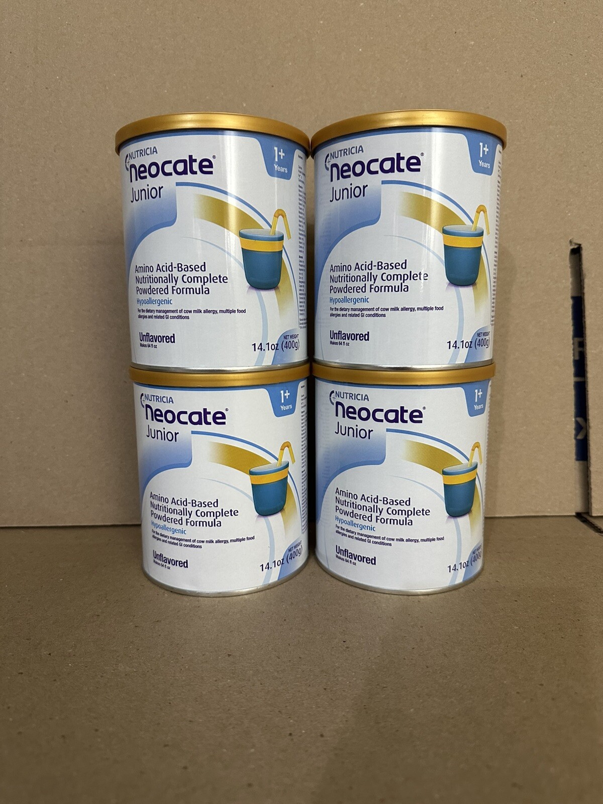 (4)Neocate Jr Unflavored 14.1 Oz  EXP 11/14/26 Cans Have Dents