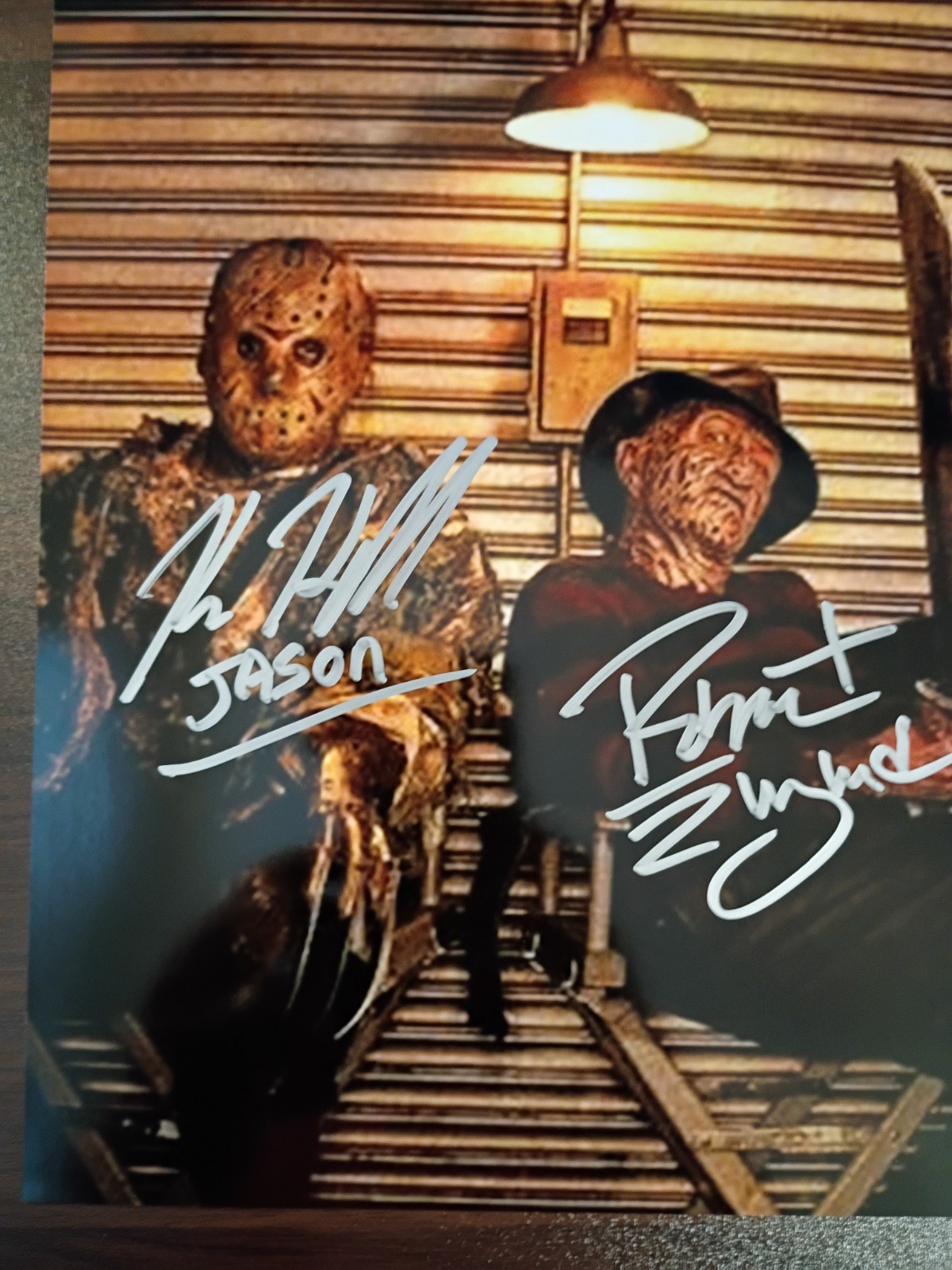 Robert Englund / Kane Hodder Freddy vs Jason Signed 8x10 COA W/Matching Sticker 