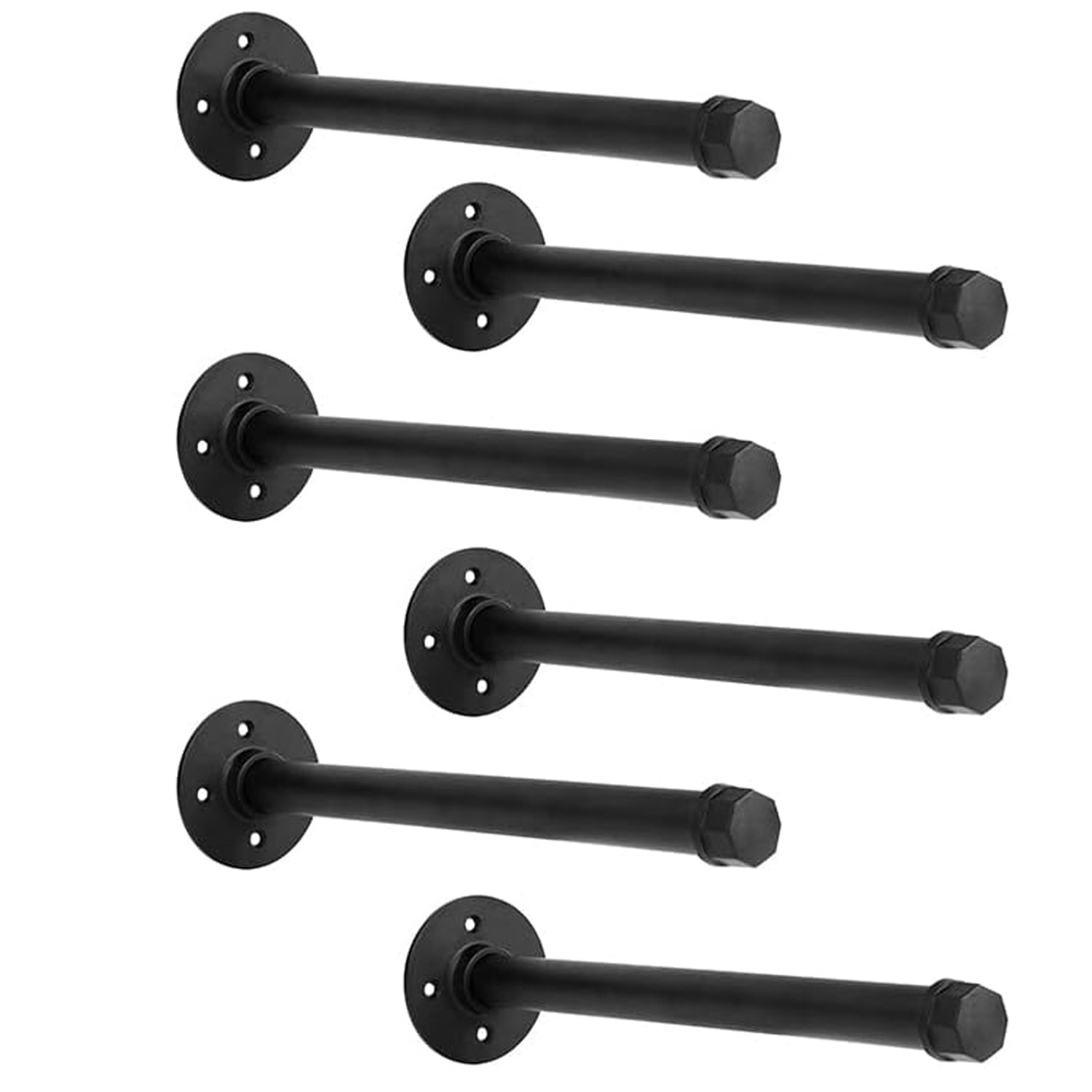 6 Pack Industrial Pipe Shelf Brackets 12 Inches Iron Pipe Floating Shelf Bracket