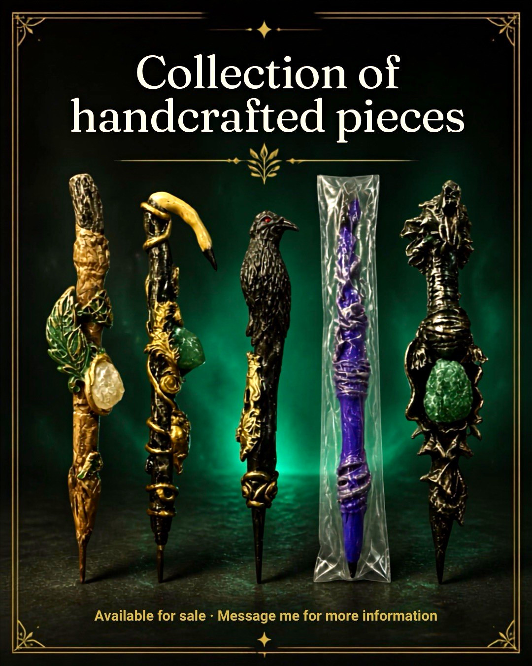 Handcrafted Handmade Magic Wand Collection for Magic Genre Display or Use Handcrafted Handmade Magic Wand Collection for Magic Genre Display or Use
