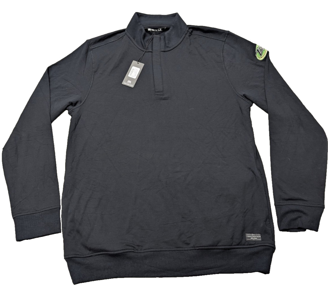 Travis Mathew Newport 1/4 Zip Fleece Pullover Black Zing Zang Men\'s Medium NWT