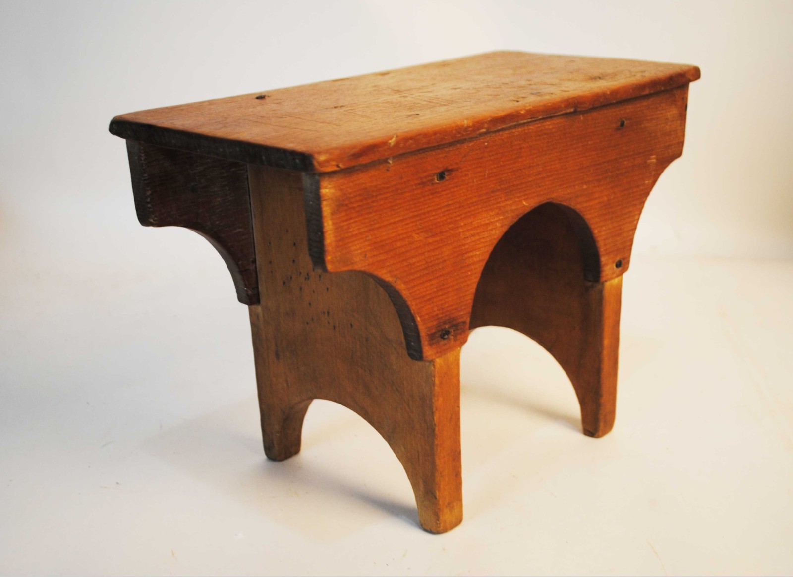 ANTIQUE 1800S STEP FOOT STOOL,  ORIGINAL FARM WOOD STOOL