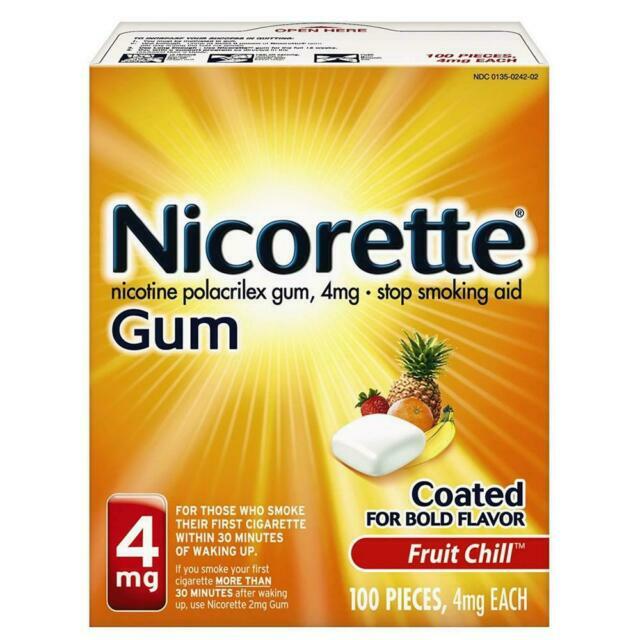 Nicorette Smoking Cessation Aid 4MG Fruit Gum - 100 Count