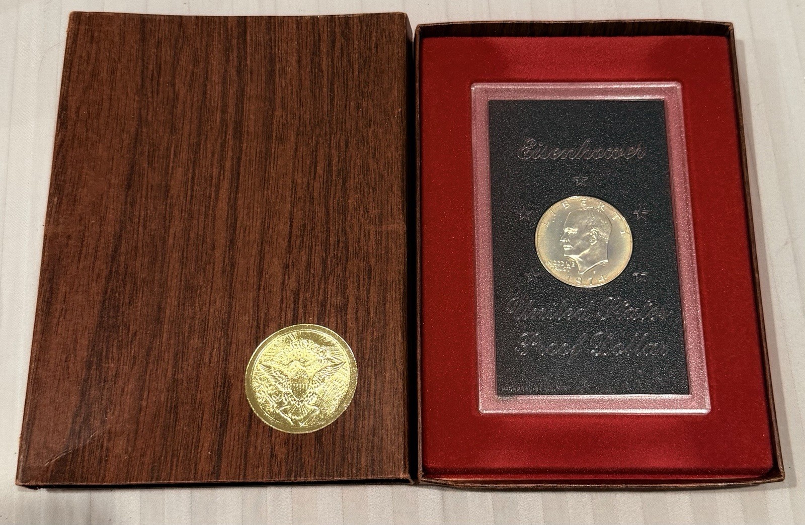 1974-S U.S. Eisenhower Dollar Coin Silver Proof Set Brown Box Uncirculated