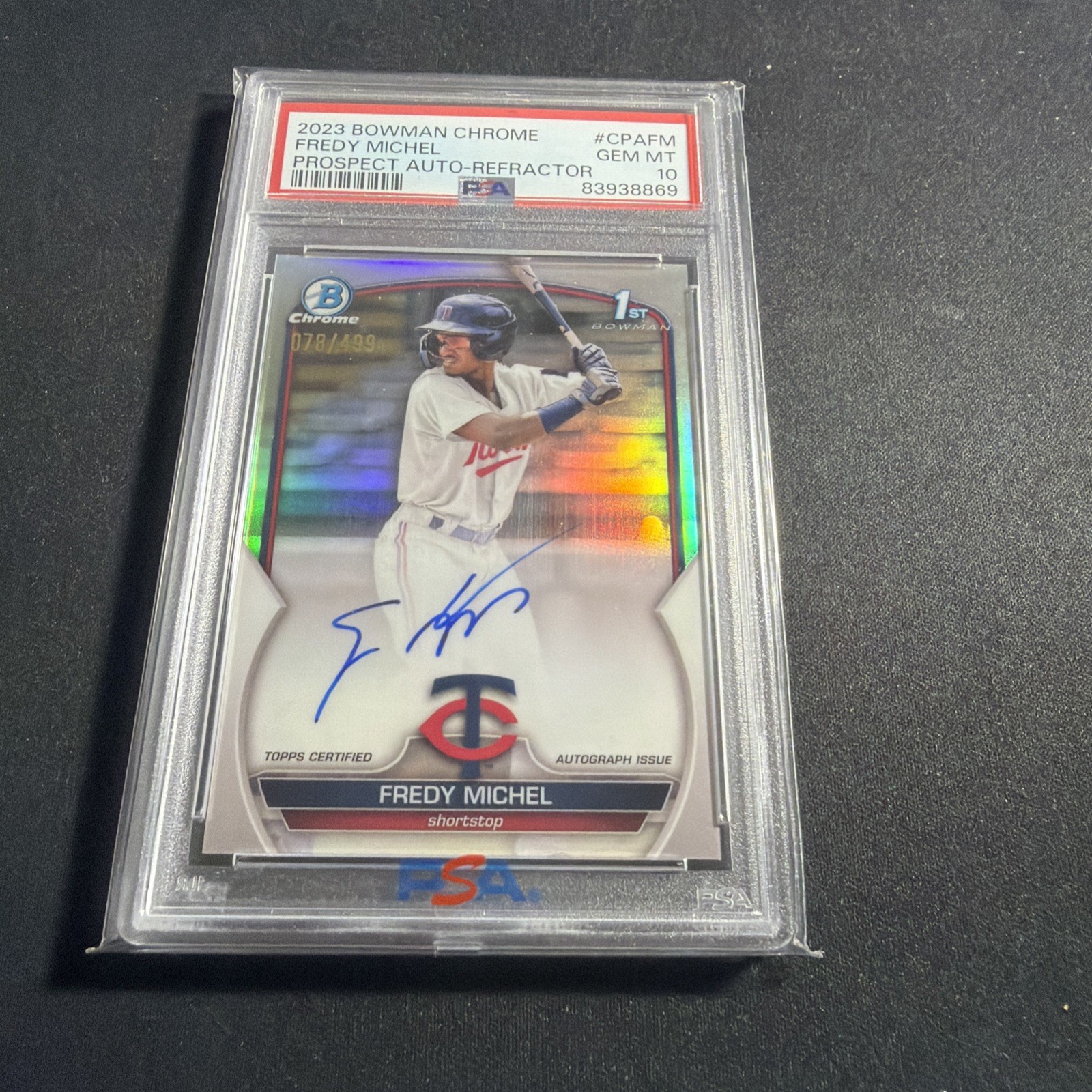 2023 Bowman Chrome Fredy Michel 1st Prospect Auto Refractor /499 low pop psa 10 2023 Bowman Chrome Fredy Michel 1st Prospect Auto Refractor /499 low pop psa 10
