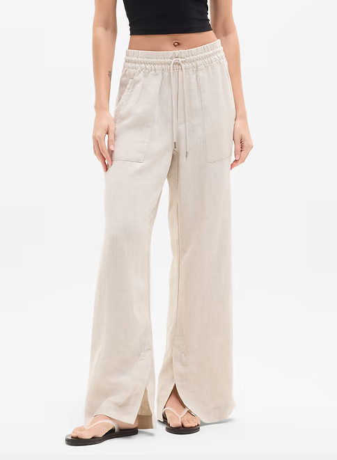 Athleta Women\'s Retreat Linen High Rise Wide Leg Pant Sz Small Tall Athleta Women\'s Retreat Linen High Rise Wide Leg Pant Sz Small Tall