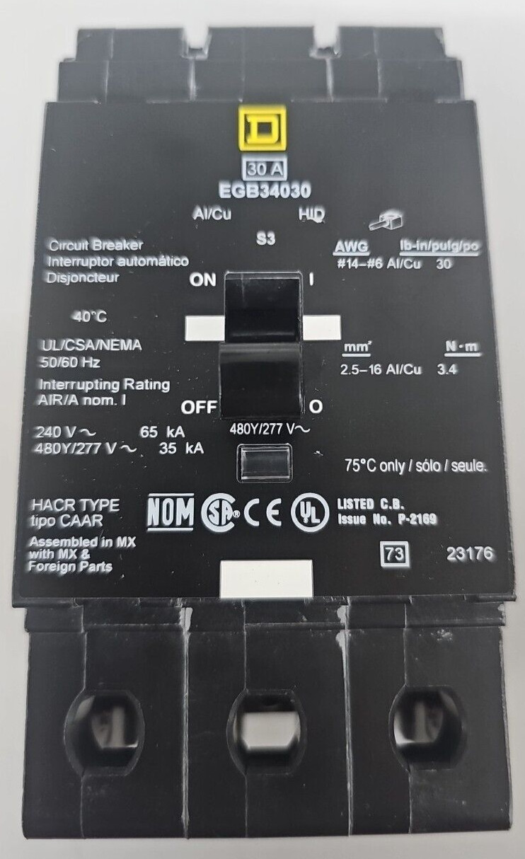 NEW SURPLUS Square D EGB34030 30A 3P  480/277V  35kA@480/277V WORKS AS EDB34030