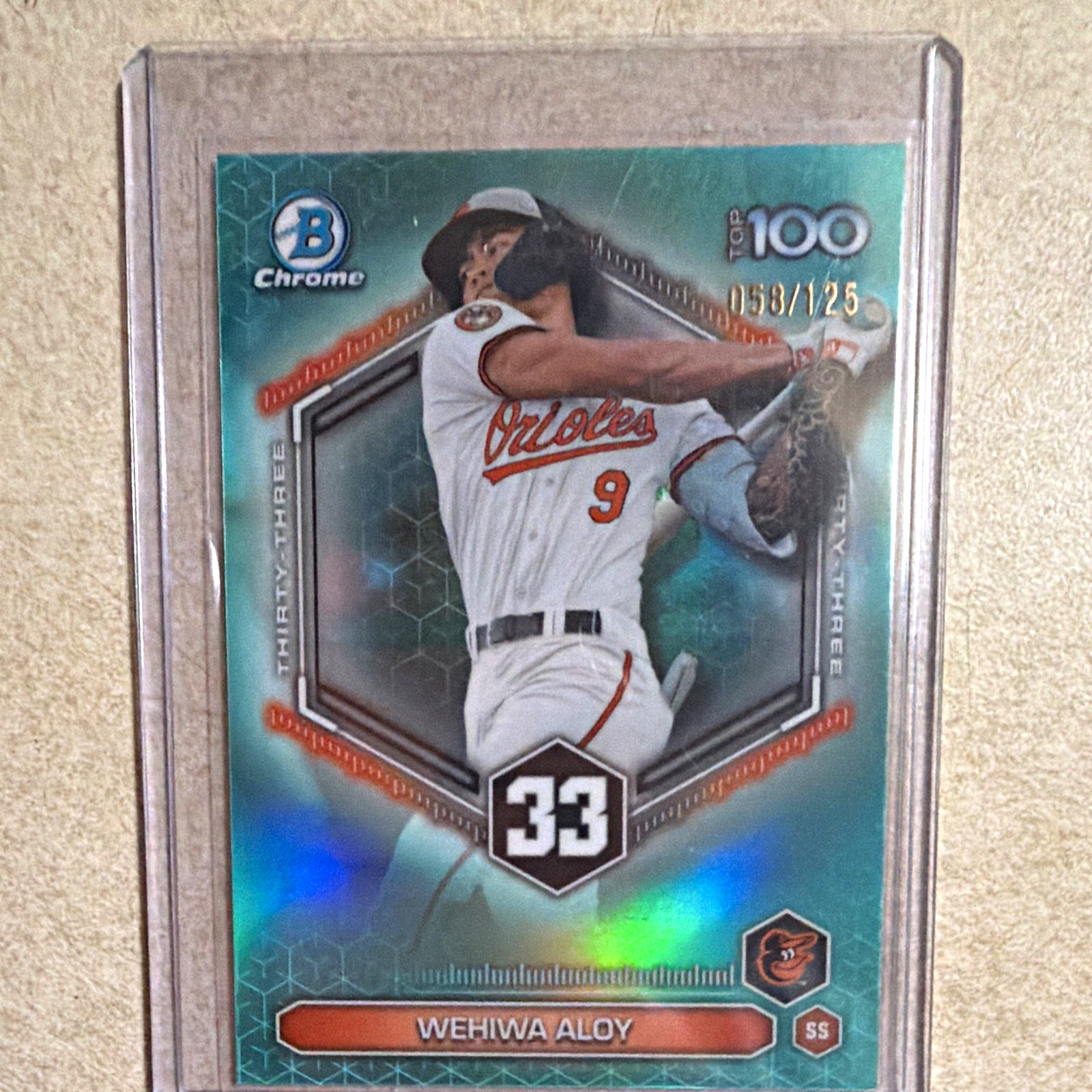 Topps Bowman 2026 Scouts\' Top 100 Wehiwa Aloy Orioles #BTP-33 Aqua /125 Topps Bowman 2026 Scouts\' Top 100 Wehiwa Aloy Orioles #BTP-33 Aqua /125