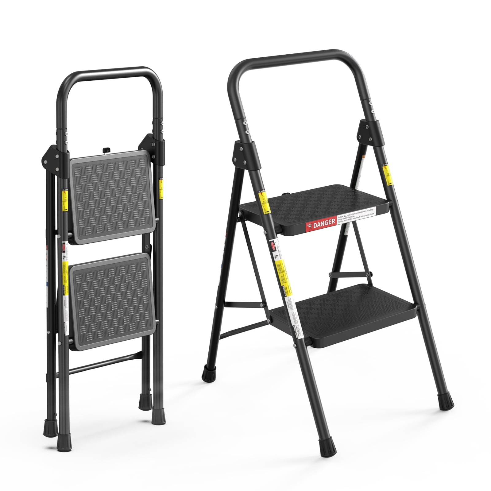 LevLad 2 Step Ladder, Folding Step Stool with Anti-Slip Pedal, Sturdy Steel
