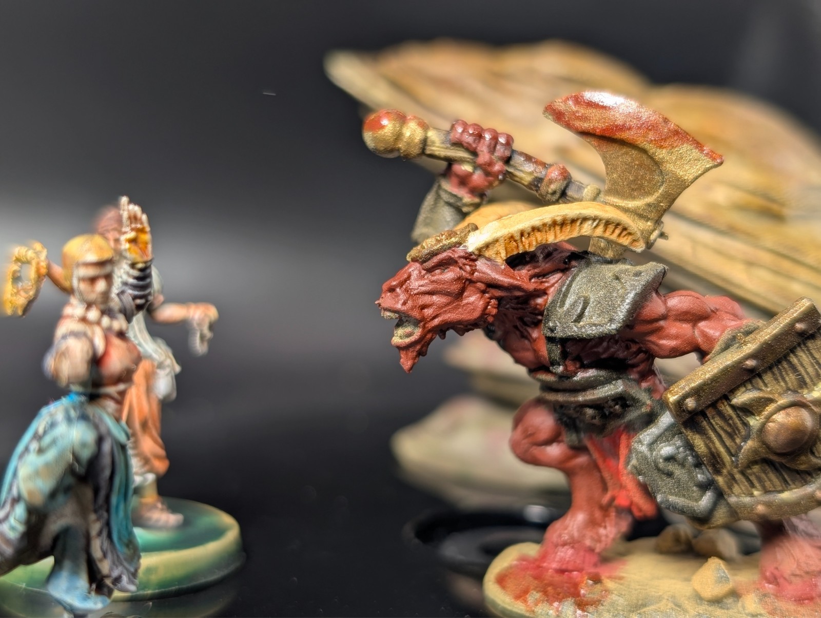 Well painted large charging beastman d&d fantasy miniature