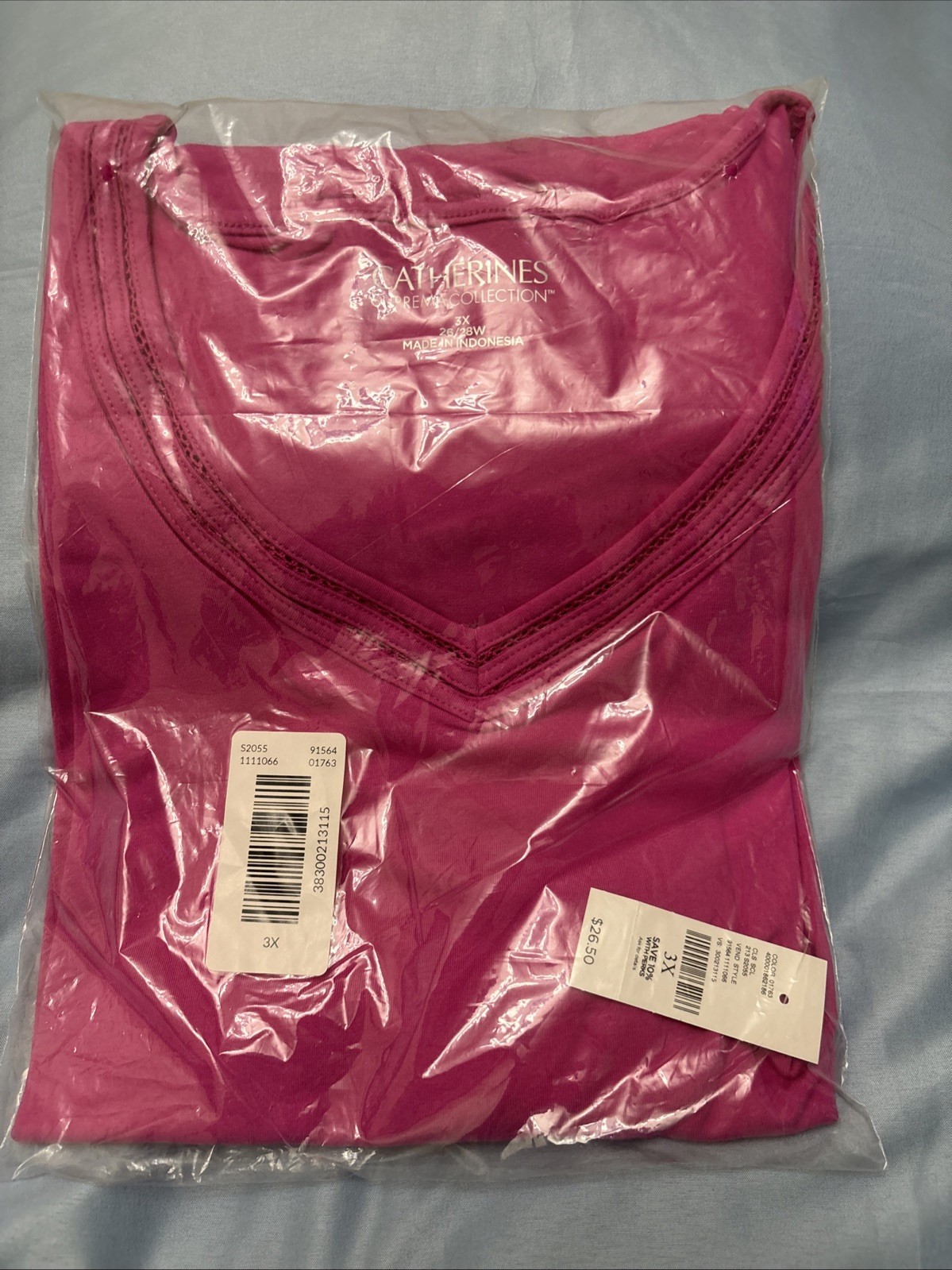 Catherines Suprema Collection Pink V-Neck Top 3X 26/28W NEW