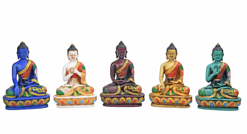 Medium 5 Dhyani Buddhas Set of 5 -Pancha Buddha for decorative collections-Tibet