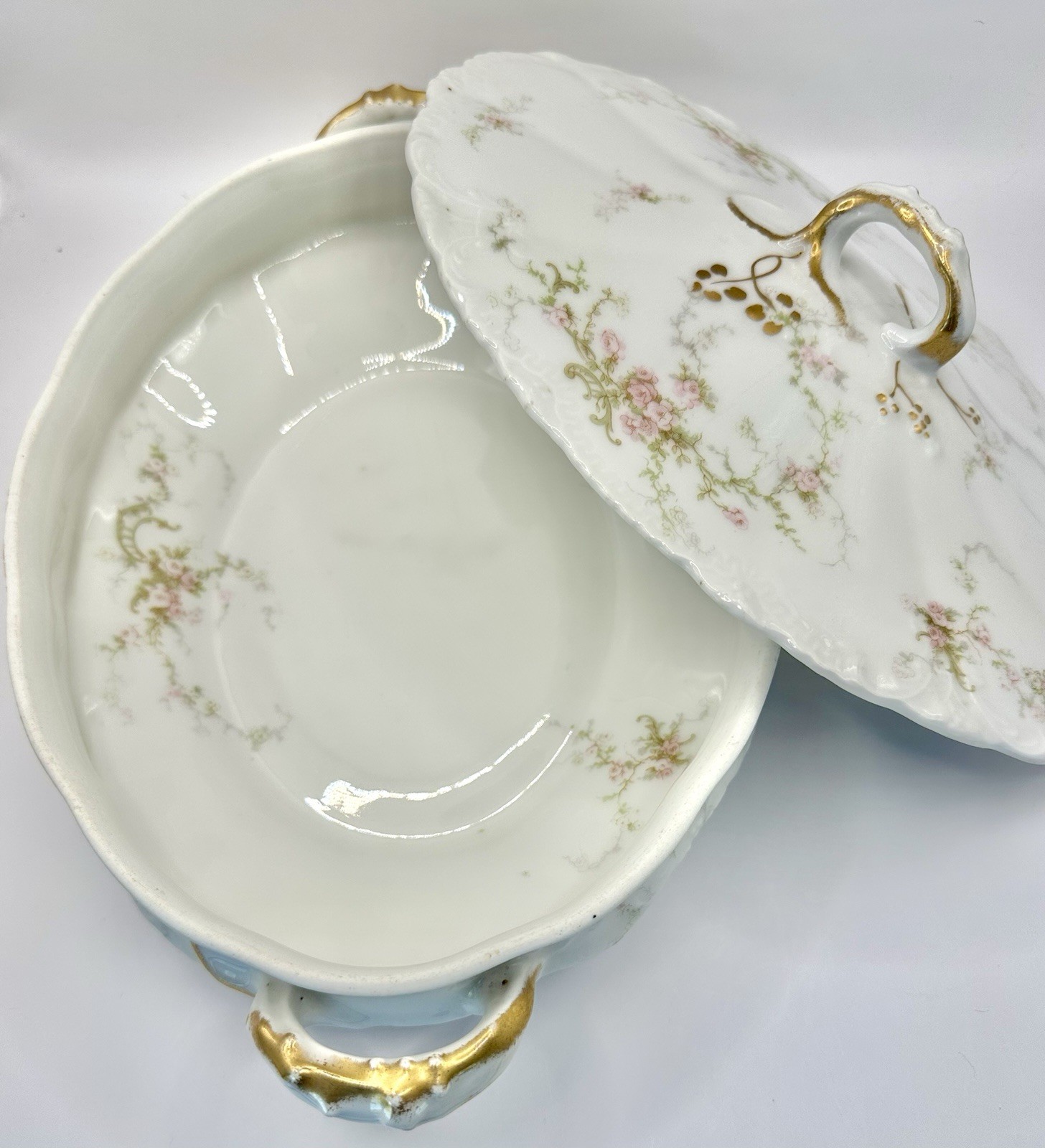 Antique Théodore Haviland Limoges France Porcelain Oval Covered Dish Marie-161a