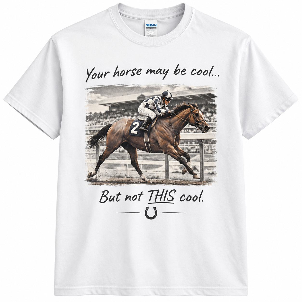 Vintage Racehorse Graphic T-Shirt Jockey Equestrian Racing Fan Tee S-5XL