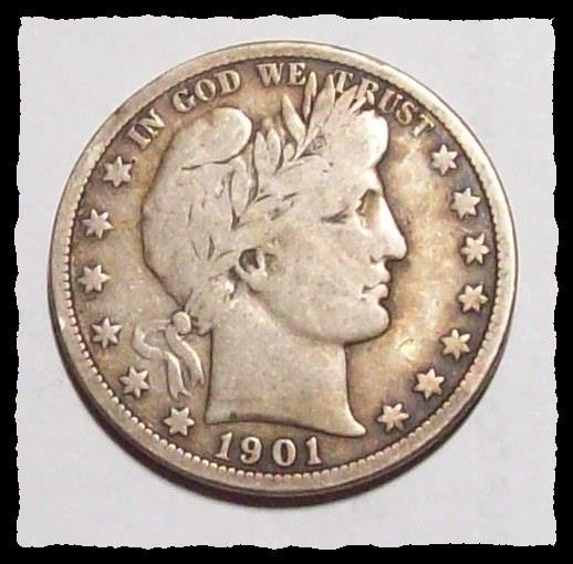 1901-S  BARBER HALF DOLLAR   Original Uncleaned Sharp VG+/ F  #35D50 .90 SILVER