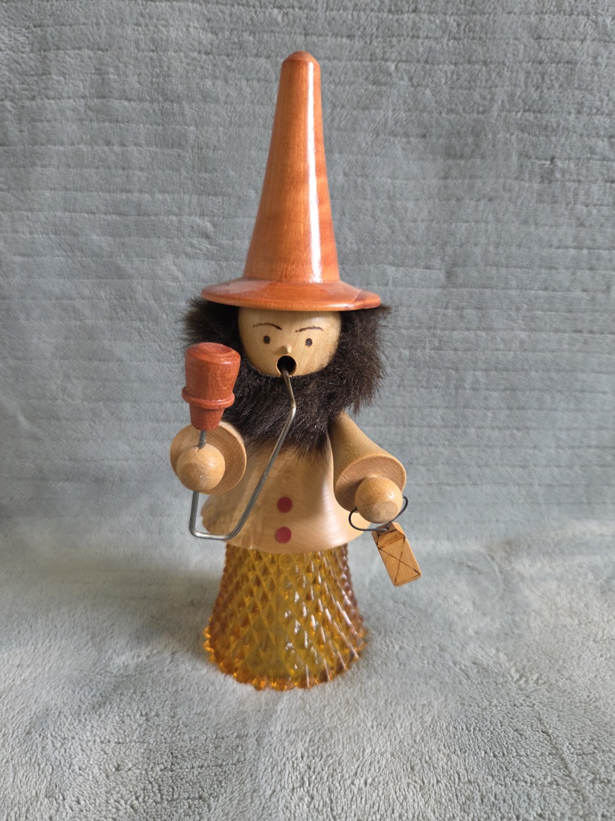 Vintage Expertic Erzgebirge German  Wood Smoker Incense Burner With Glass Bottom