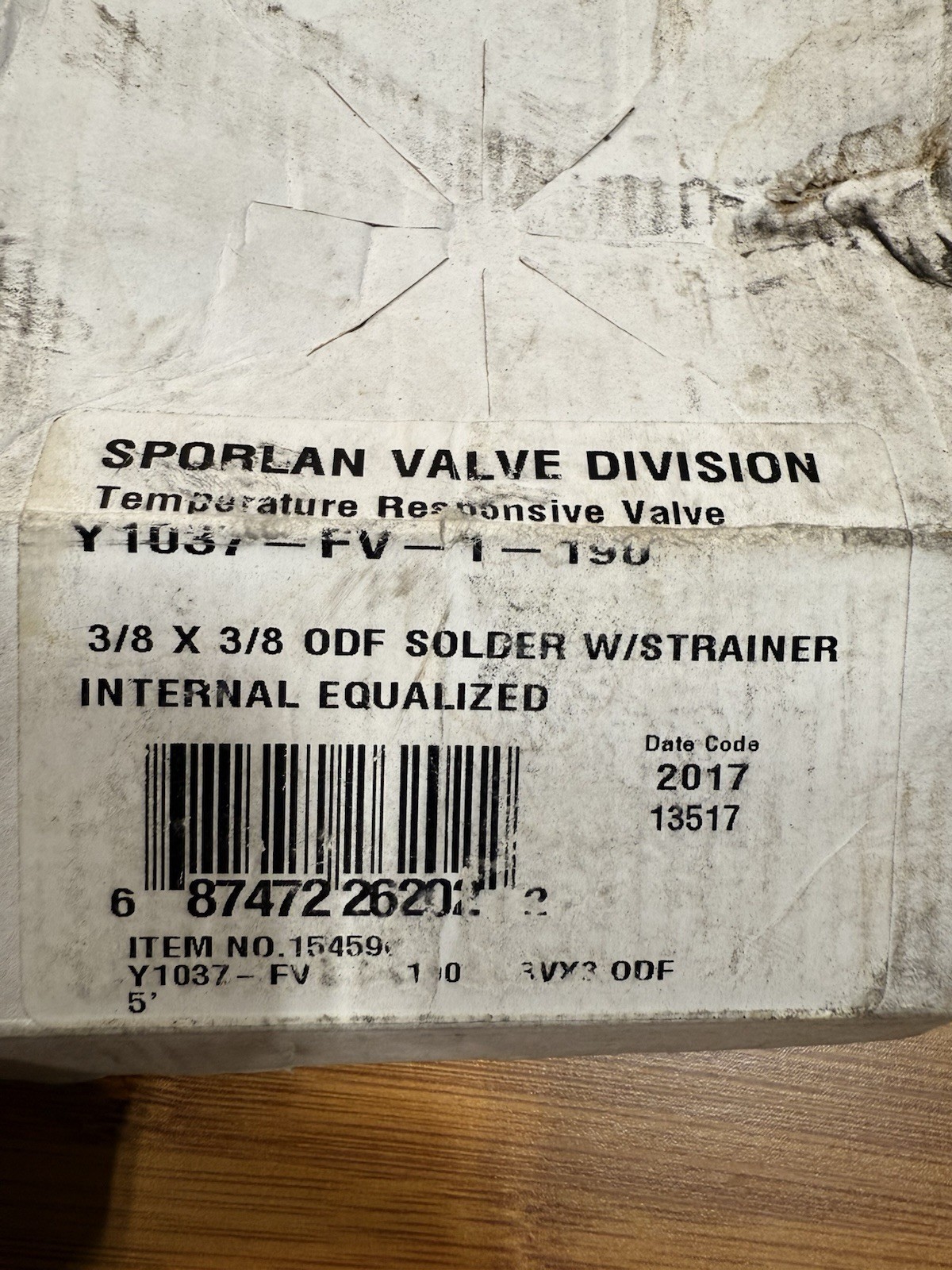 BRAND NEW Sporlan Y1037-FV-1-190 Temperature Responsive Valve, R22  3/8