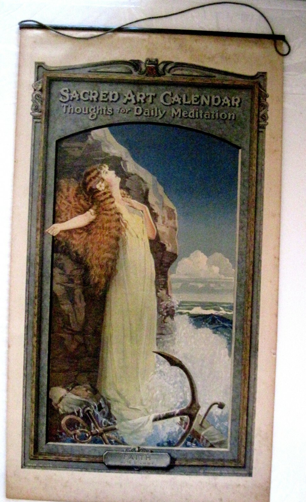 Inspirational 1926 Sacred Art Calendar w/ Lovely Woman & Anchor on Cover    *